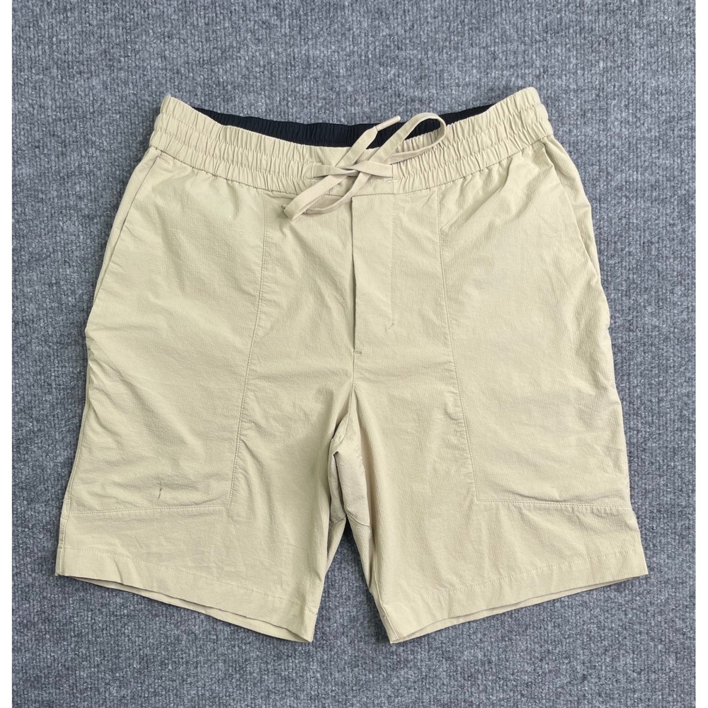 Lululemon Lab Shorts Mens Medium Tan Khaki Drawstring Elastic Waist Casual 8"